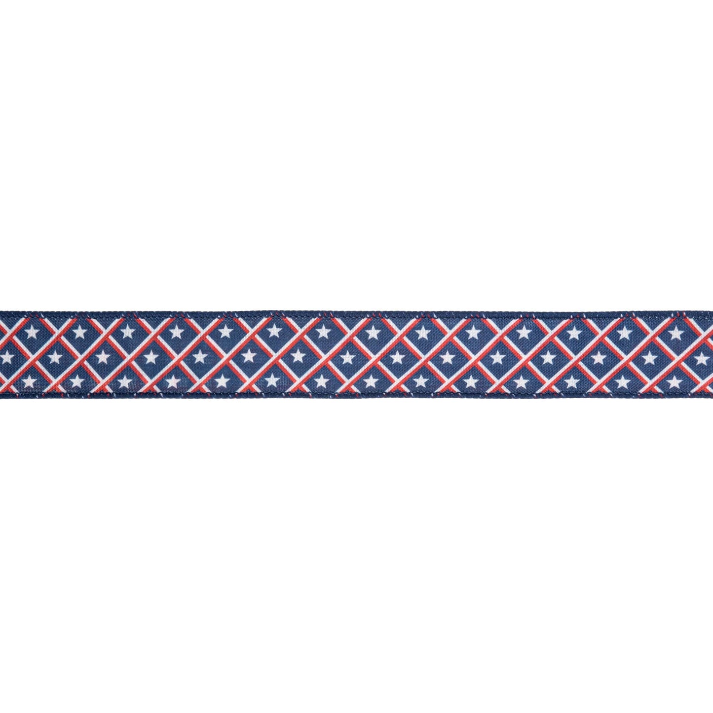 LA Ribbons Wholesale - 1 1/2" Wired Ribbon | Patriotic Diamond Stars/Plaid | 10 Yard Roll