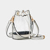 Solid Faux Leather Transparent Bucket Bag: Clear,Gray