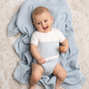 Feltman Brothers - Boys Pointelle Contrast Knit Romper: Powder Blue / 9M