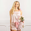 8 Oak Lane - Pink Bow Toile Tie Top Satin Ruffle Short PJ Set: LG/XL