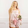 8 Oak Lane - Pink Bow Toile Tie Top Satin Ruffle Short PJ Set: XS/SM