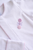 Winn and William - Baby Rattle Sleeper: White with Blue Picot Trim / 3 Month