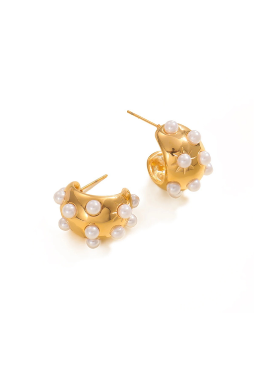 Eliza Gold Pearl Hoops