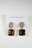 St Armands Designs of Sarasota - Smokey Brown Quartz Retro Pavé Crystal Gum Drop Earrings
