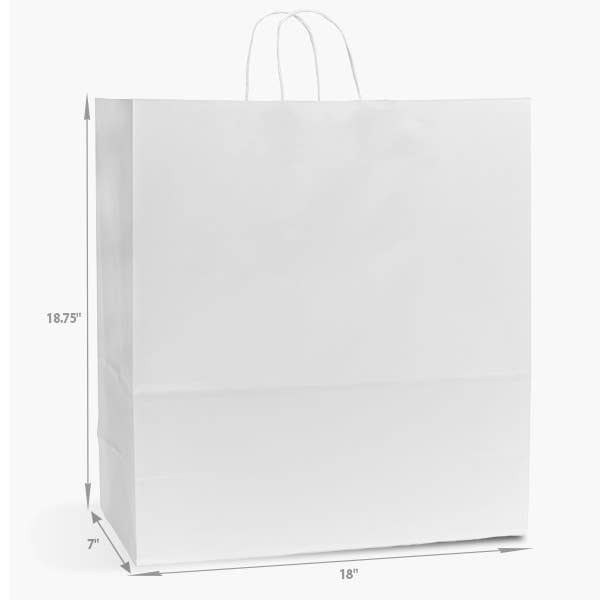 Nashville Wraps - White Kraft Retail Paper Shopping Bags: 100 Pack / Rose 5.25x3.5x8.25"