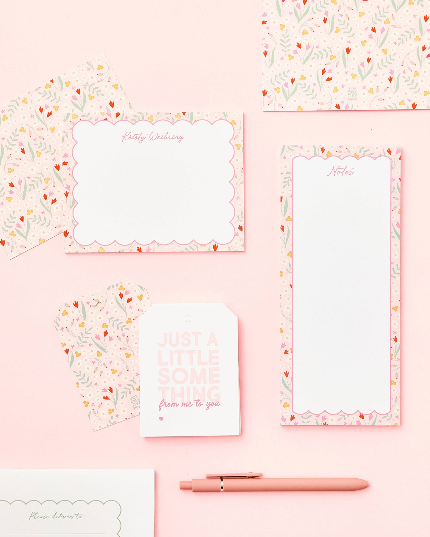 Joy Creative Shop - Floral Tall & Skinny Notepad: Mint