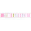 LA Ribbons Wholesale - 2 1/2" Wired Dupioni Ribbon | Green/Pink/Purple Large Horizontal Stripe with Pink Gingham Backing | 10 Yard Roll