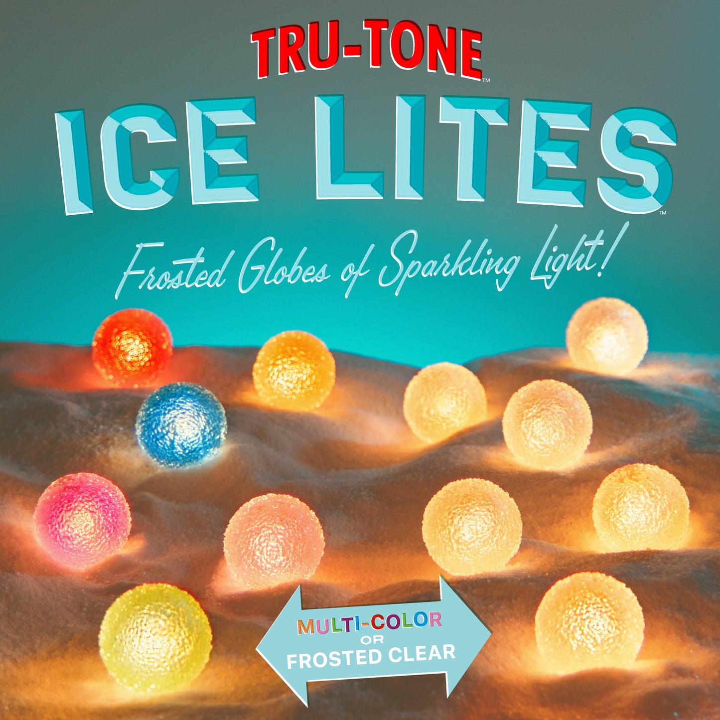 Tru-Tone - Ice Lites - Vintage Style LED Christmas Lights 12-Light set: Frosted Clear
