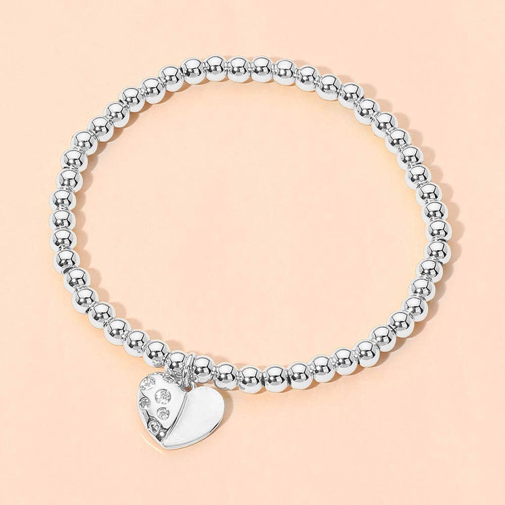 Heart Charm Beaded Bracelet