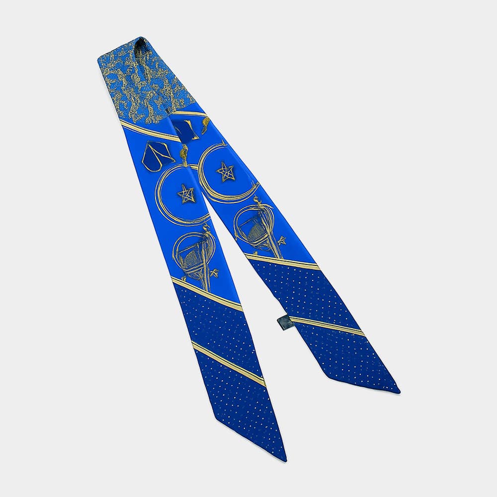 Abstract Pattern Printed Twilly Skinny Scarf: Pink