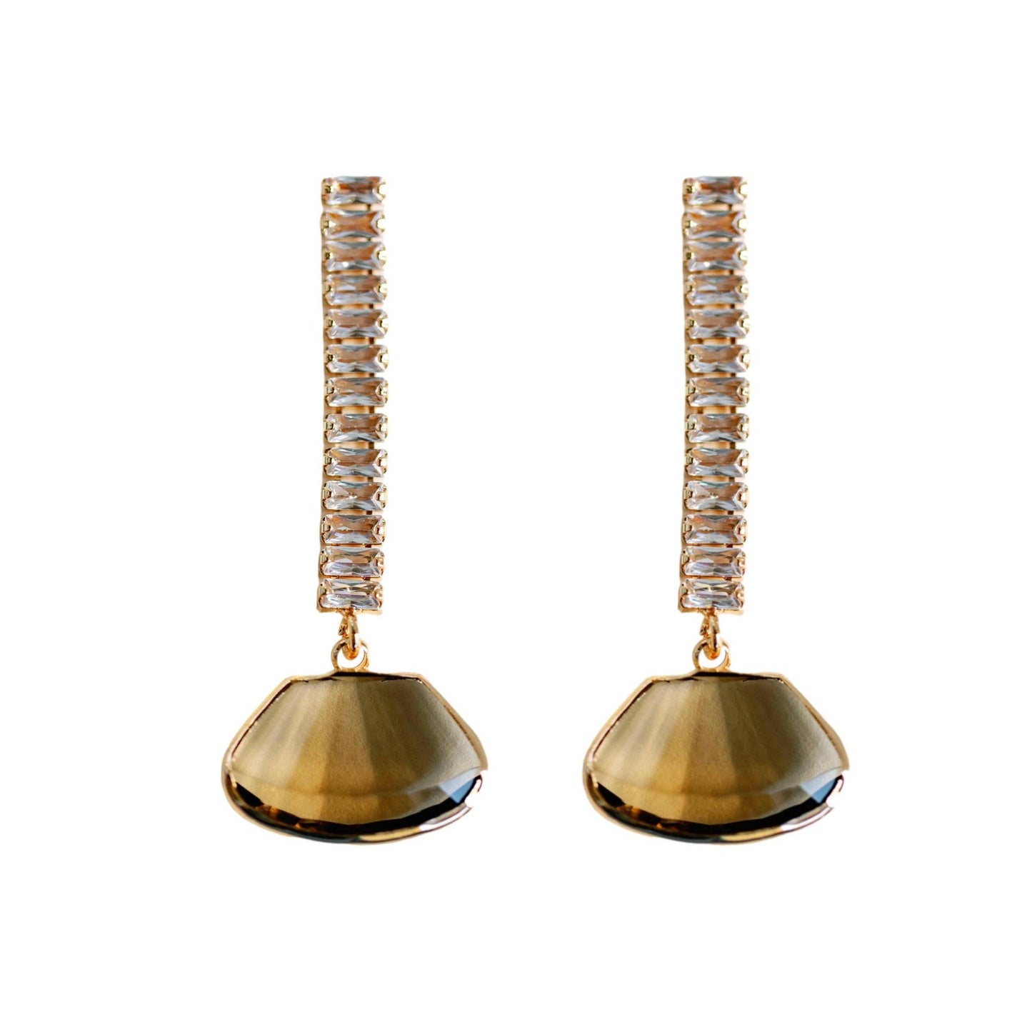 St Armands Designs of Sarasota - Brown Swingy Diamond Drop Fall Statement Earrings