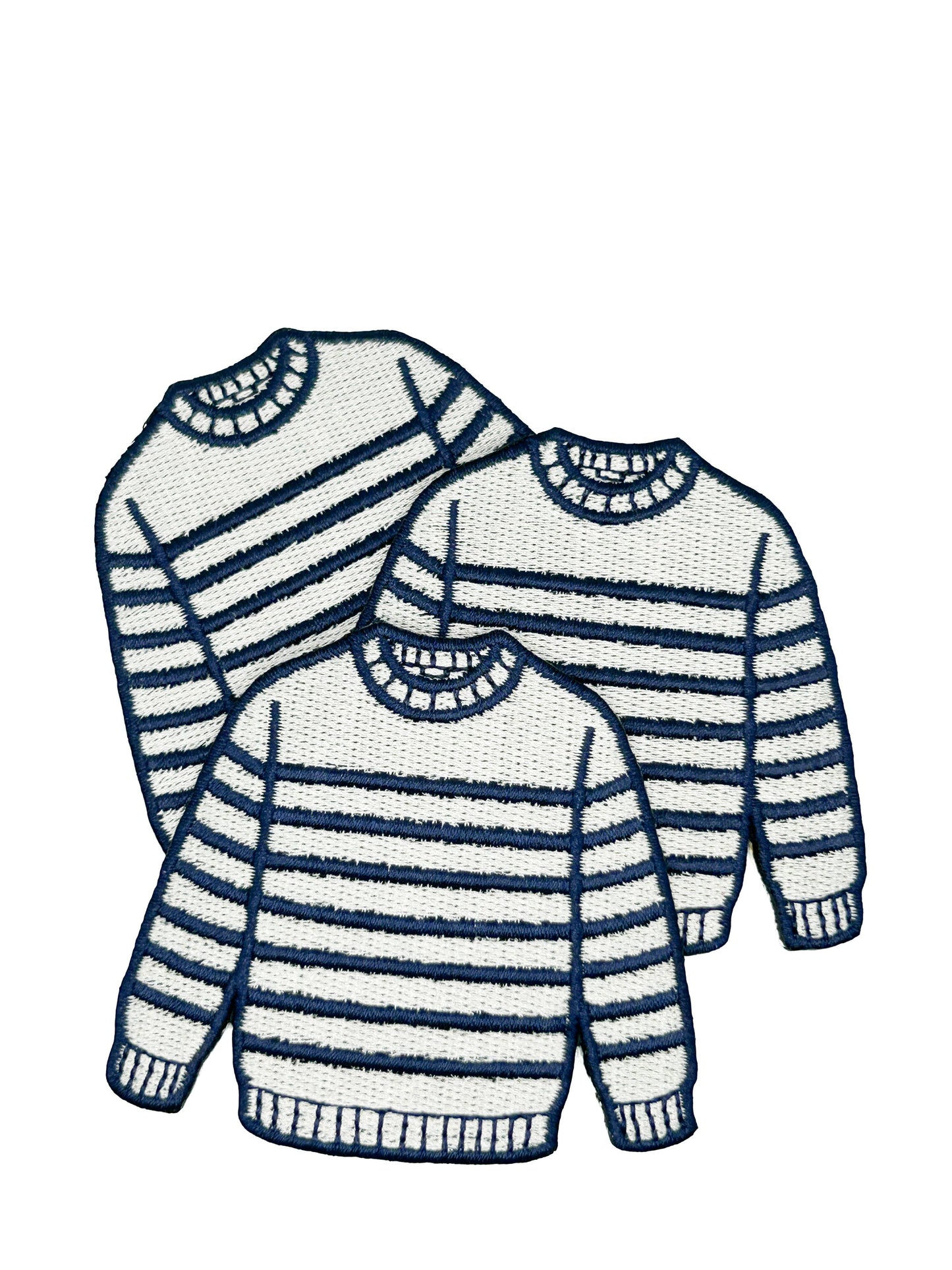 Field Trip Threads - Breton Sweater Embroidered Patch Navy Cream Stripe Preppy