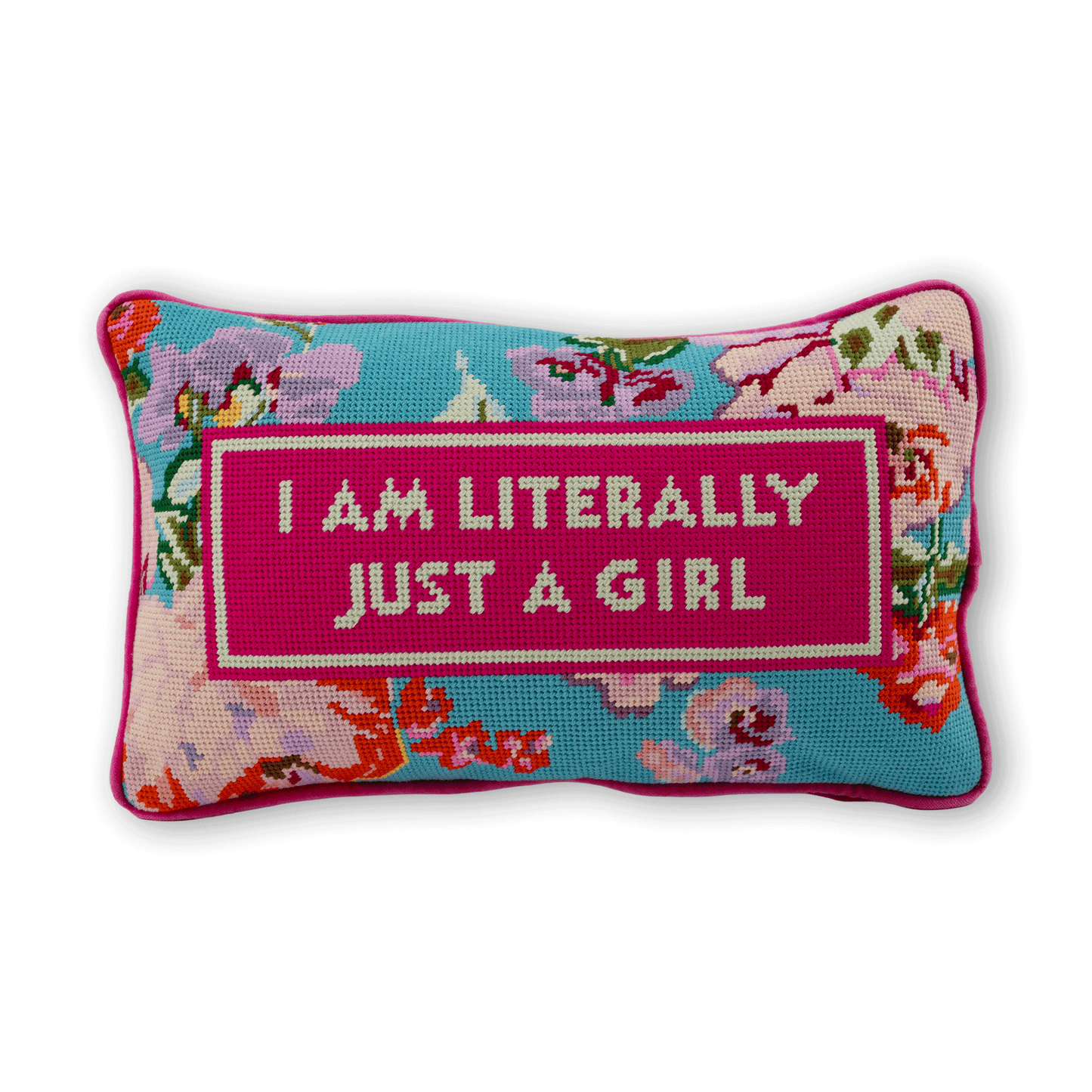 Furbish Studio - Just A Girl Needlepoint Pillow