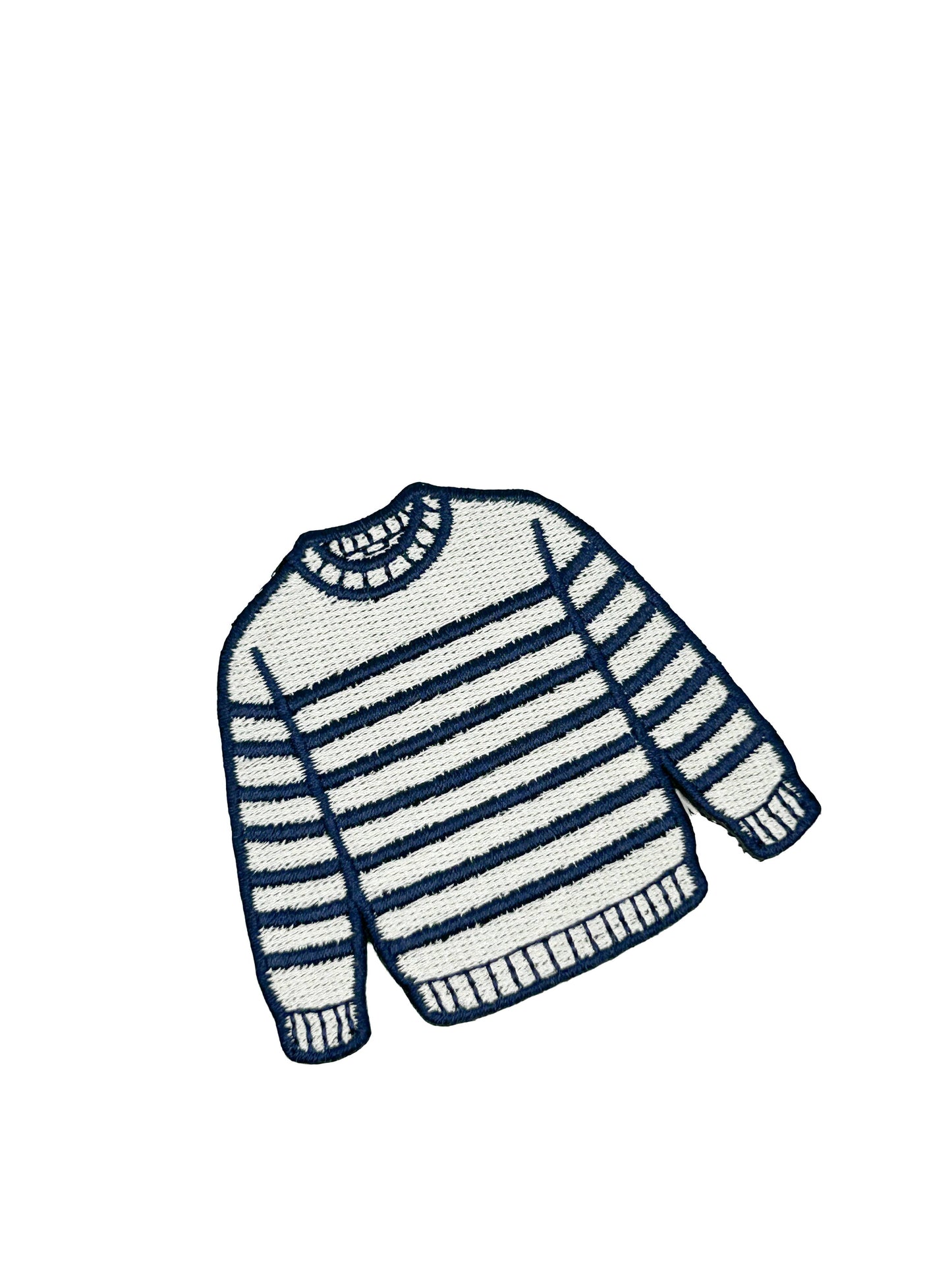 Field Trip Threads - Breton Sweater Embroidered Patch Navy Cream Stripe Preppy