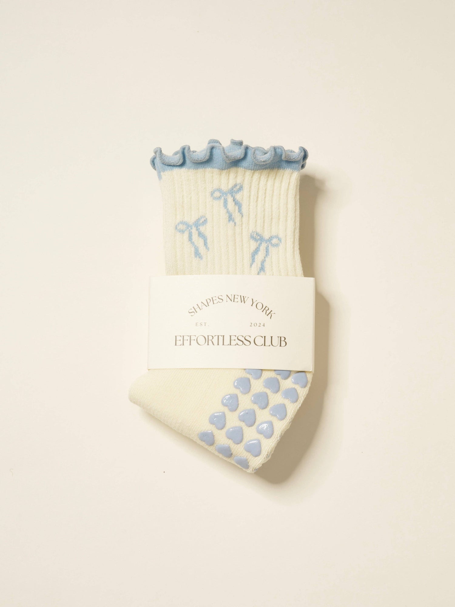 Blue Bow With Ruffles Blue Bow Ruffle Grip Sock – LouandCompany