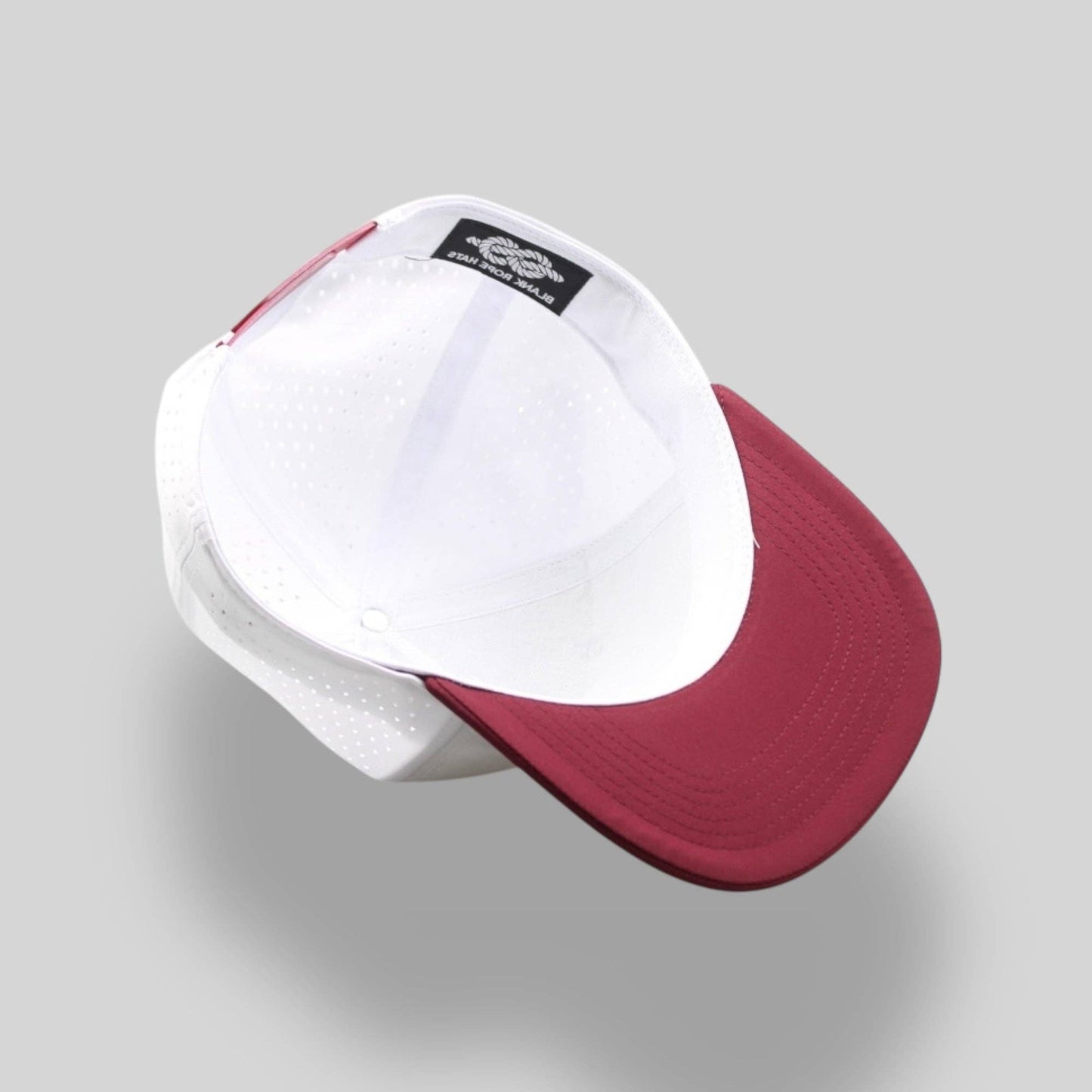 Blank Rope Hats - Perforated Structured White-Maroon / White-Maroon Rope
