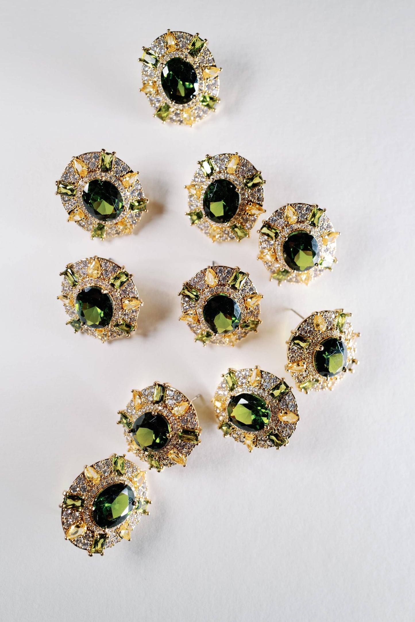 St Armands Designs of Sarasota - Olive & Canary Oval Luxe Statement Earrings
