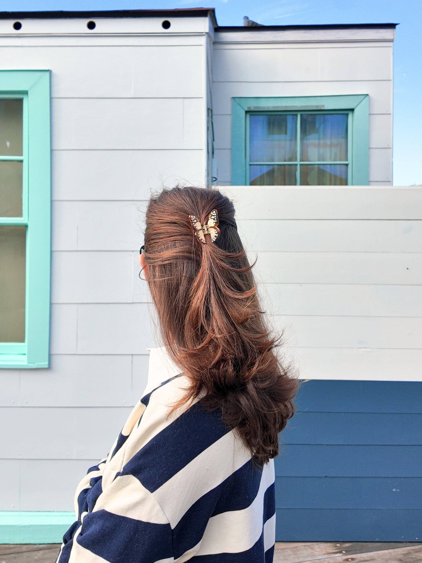 Solar Eclipse - Hand-painted Mini Boho Monarch Claw Hair Clip | Eco-Friendly: Brown