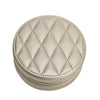 Leah Quilted Round Travel Jewelry Case: Pearl White