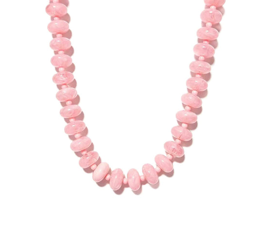 Savvy Bling - Marble Beaded Statement Necklace: Blush Pink