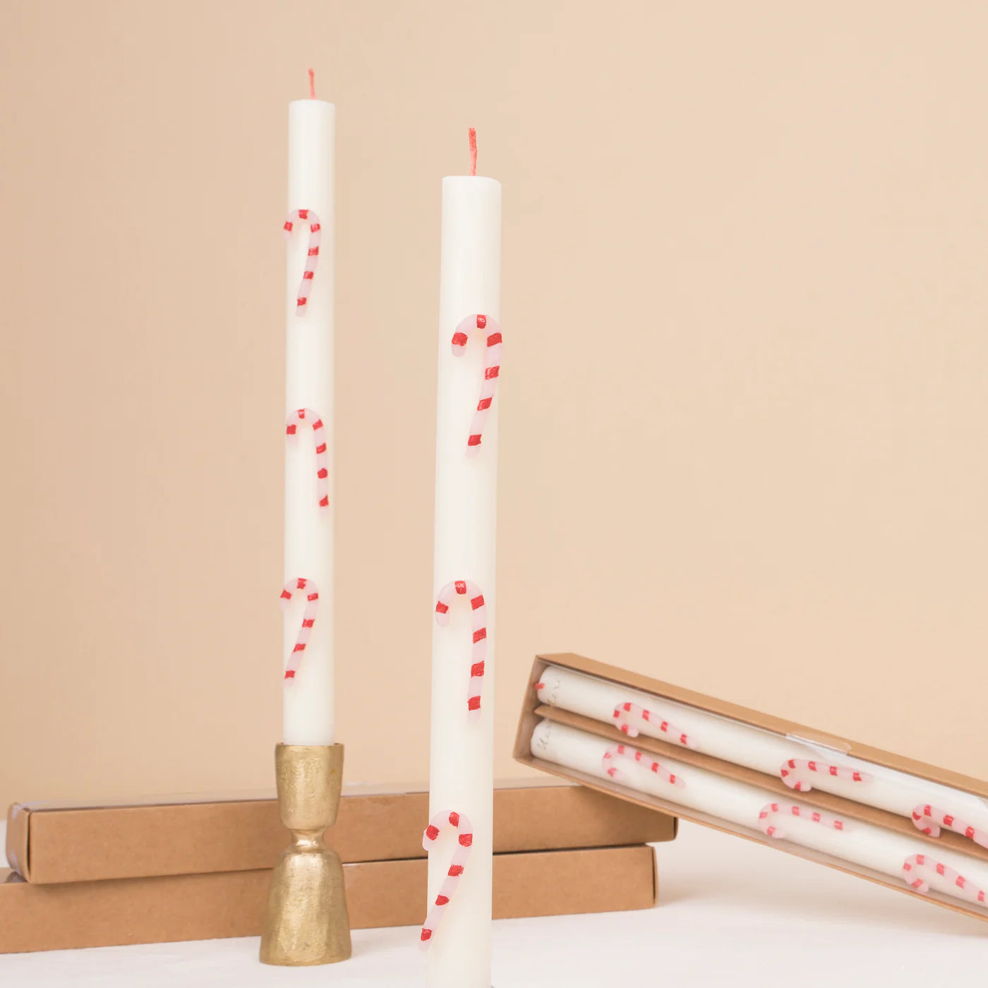 Candy Cane Taper Candle