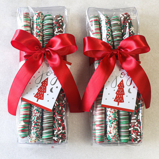 Maggie Lyon Chocolatiers - 8pc Milk & White Chocolate Covered Holiday Pretzel Rods