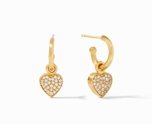 Heart Pave Demi Hoop & Charm Earring