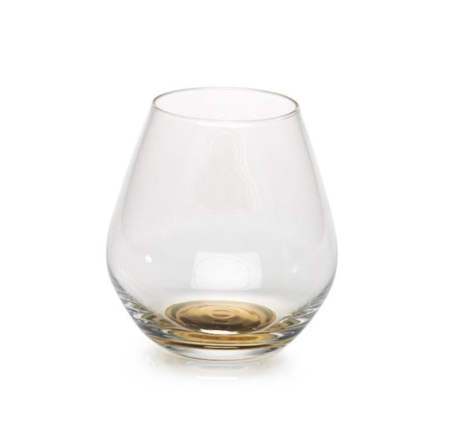 Golden Base Stemless Wine Glass