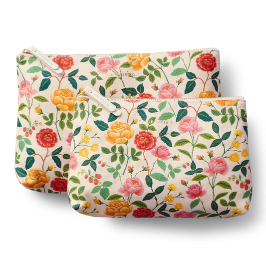 Rifle Paper Co. - Roses Set of 2 Zippered Pouch Set