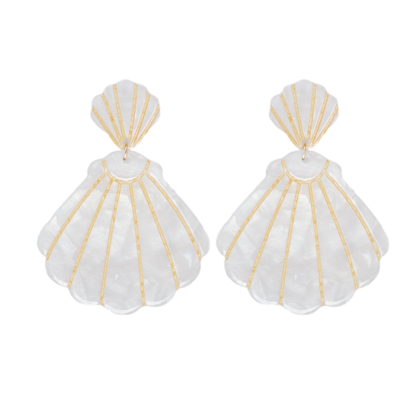 St Armands Designs of Sarasota - White Tortoise Statement Shell Earrings