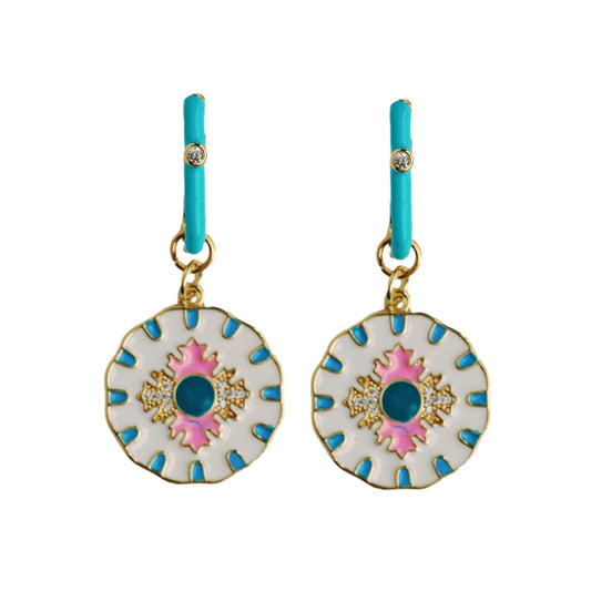 St Armands Designs of Sarasota - Capri Tile Enamel Charm Statement Earrings