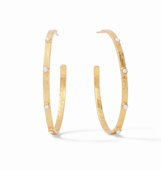 Julie Vos Crescent Stone Hoop Pearl